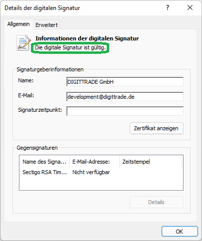 Picture 3 of the Guide to Verifying the Digital Signature
